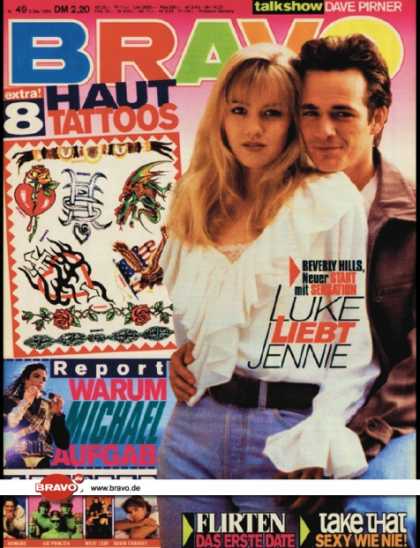 Bravo - 49/93, 02.12.1993 - Luke Perry & Jennie Garth (Beverly Hills 90210, TV Serie) -