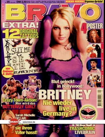 Bravo - 20/01, 09.05.2001 - Britney Spears - Crazy Town - Sarah Michelle Gellar (Buffy,
