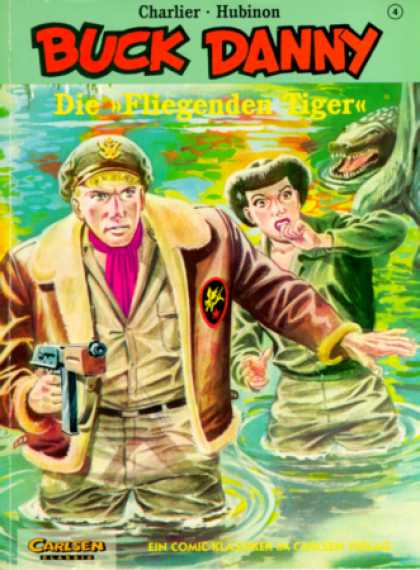 Buck Danny 4 - Charlier-hubinon - Die Fliegender Tiger - Carlsen - Crocodile Is Waiting To Attack - They Are In The Water