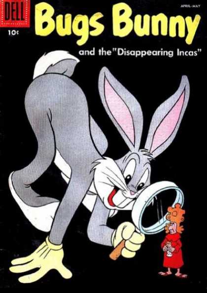 Magnifying Glass - Bug Bunny And The Disappearing Incas - Dell Comics - Aprilmay - Minature Man Bugs Bunny 54 - Magnifying Glass - Bug Bunny And The Disappearing Incas - Dell Comics - Aprilmay - Minature Man