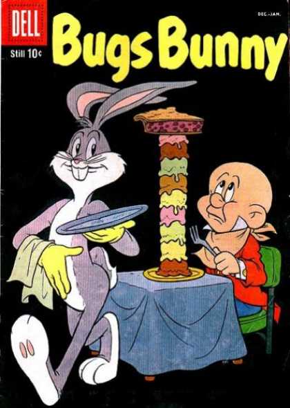 Bugs Bunny 64 - Pie - Ice Cream - Fork - Table - Waiter