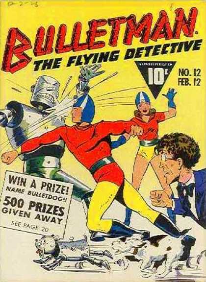 Bulletman 12 - Flying Detective - Robot - Woman - Helmet - Blue And White