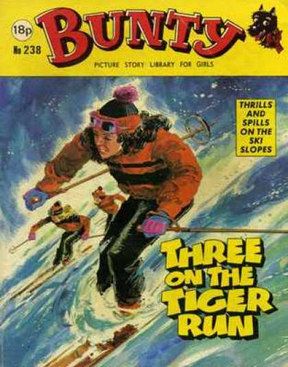 Bunty Picture Story Library 238 - Three On The Tiger Run - Ski Slope - Skiers - Ski Poles - Skis