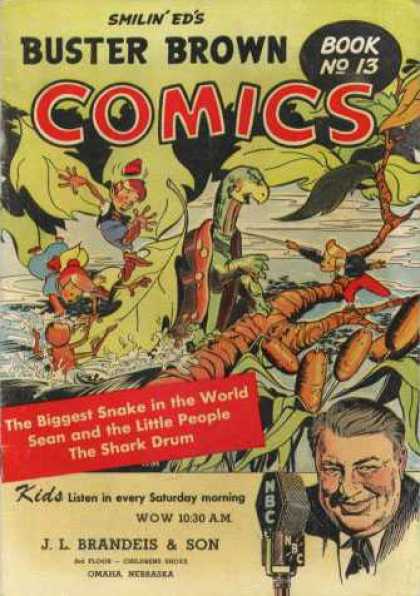 Buster Brown Comics 13 - Smilin Eds - Nbc - The Biggest Snake In The World - Book No 13 - The Shark Drum