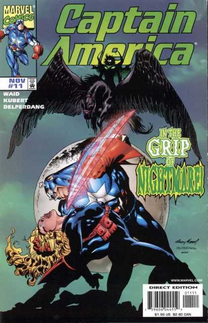 Captain America (1998) 11 - Nightmare - In The Grip Of A Nightmare - Captain America Nightmare - Woman With Captain America - Flying Beast In Background - Andy Kubert