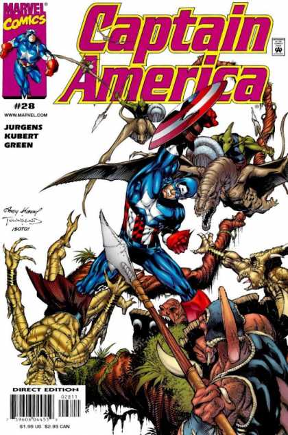 Captain America (1998) 28 - Villians - Captain America - Reptile - Tree Branch - Spears - Andy Kubert