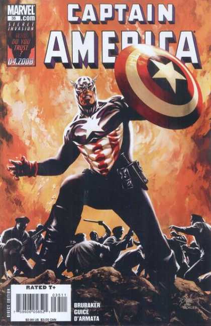 Captain America (2004) 35 - Secret Invasion - Shield - Police - Billy Club - Knife