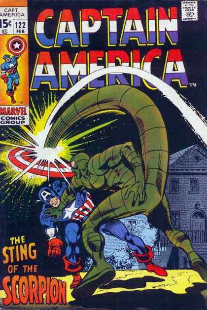Captain America 122 - Sting - Scorpion - Marvel Comics - Red White And Blue - Superhero - Gene Colan