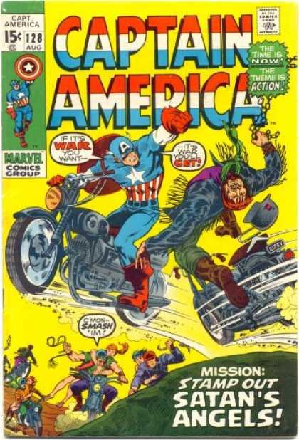 Captain America 128 - Captain America - The Time Is Now - The Theme Is Action - Marvel Comics Group - Motorcycle