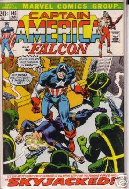 Captain America 145 - Marvel Comics Group - Falcon - Hydra - Guns - Skyjacked