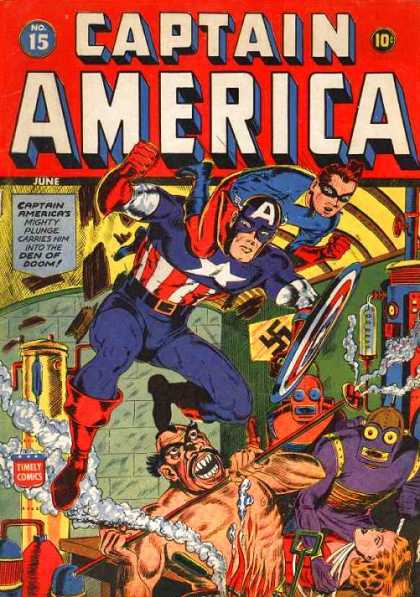 Captain America 15 - Captain America - Mighty Plunge Carries Him Into The Den Of Doom - Timely Comics - No 15 - America - Steve Epting