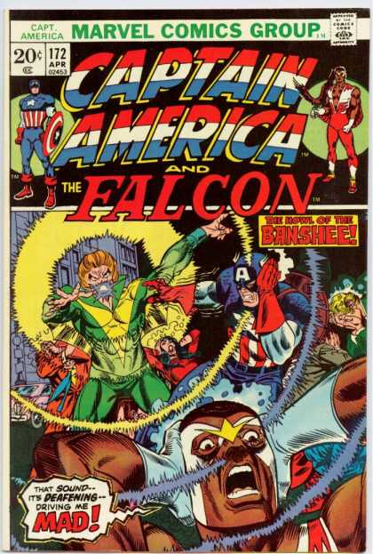 Captain America 172 - Captain America - Falcon - The Howl Of The Banshee - Covering Their Ears - Sonic Scream