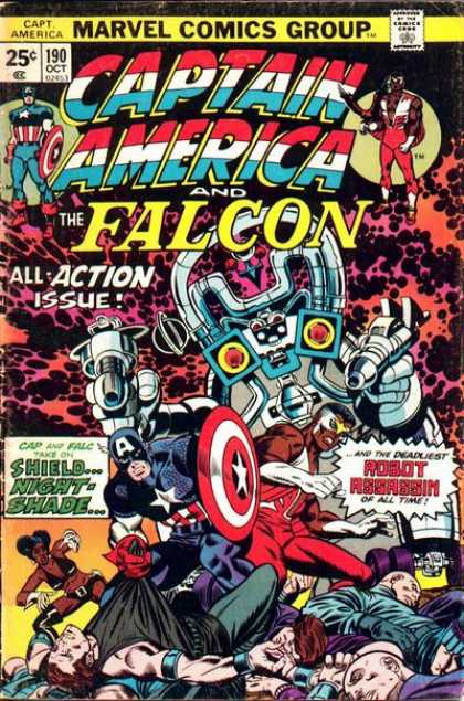 Captain America 190 - Marvel - The Falcon - All-action Issue - Robot Assaassih Of The Time - Shield Night Shade