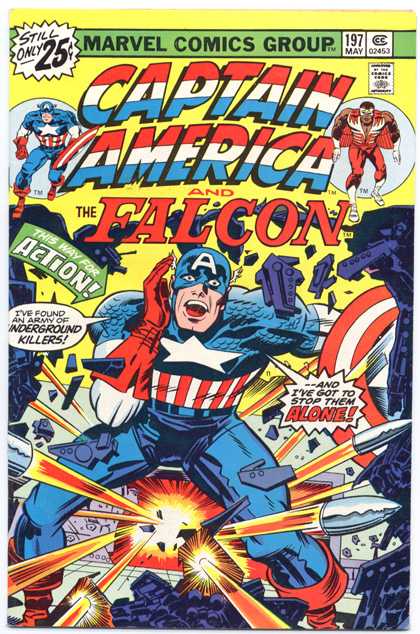 Captain America 197 - Superhero - Star - Red Gloves - A - Rockets - Jack Kirby