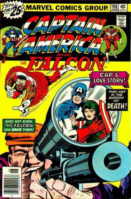 Captain America 198 - Caps Love Story - Shadow Of Death - The Falcon - Gun Scope - Bad Guy In Cap - Jack Kirby