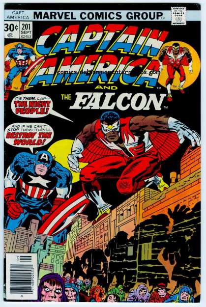 Captain America 201 - Marvel - The Falcon - Costume - City - Moon - Jack Kirby