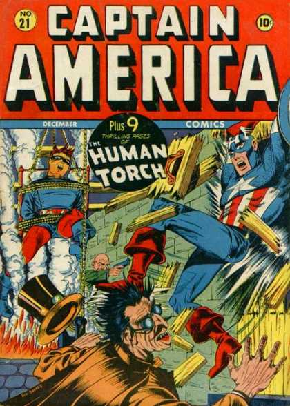 Captain America 21 - Human Torch - Restraints - Patriotism - Top Hat - Pistol - Steve Epting