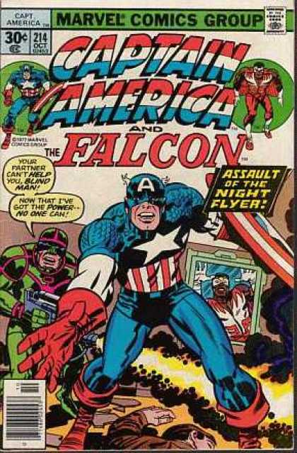Captain America 214 - Marvel Comics Group - Falcon - Assault Of The Night Flyer - Shield - Blind Man - Jack Kirby