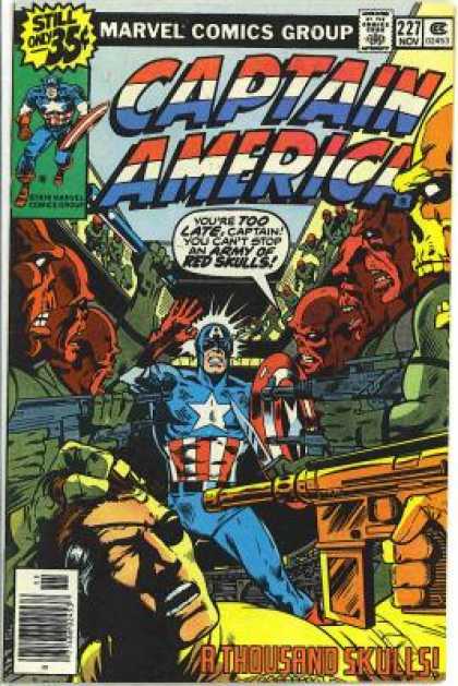Captain America 227 - Army Of Red Skulls - Battle - Gun - Marvel Comics Group - Too Late