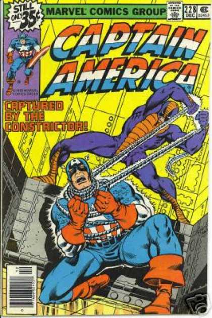 Captain America 228 - Captured - Tied Up - Choke Hold - Constrictor Strikes - Captain America In Trouble