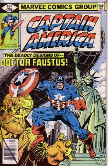 Captain America 236 - Marvel Comics Group - Blimp - Statue Of Liberty - The Deadly Designs Of Doctor Faustus - New Yourk City