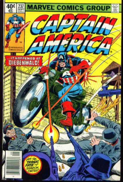 Captain America 237 - Diebenwald - Police Shooting A Super Hero - Red White Blue - Comic On Motorcycle - A On Comics Head