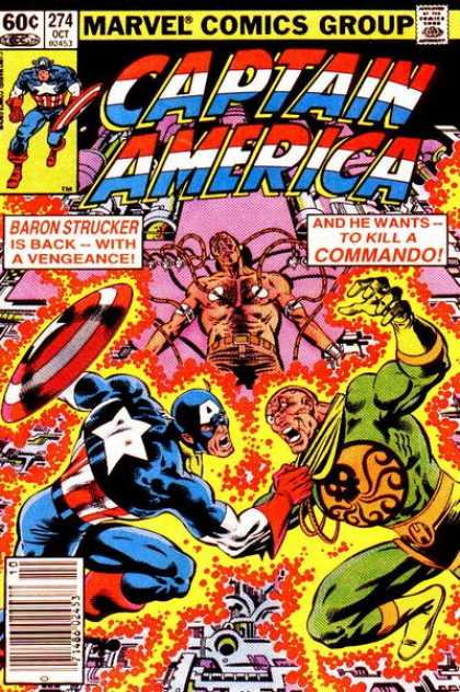 Captain America 274 - Captain America - Baron Strucker Is Back - To Kill A Commando - Electricity - Old Comics