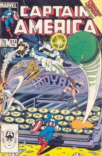 Captain America 314 - Marvel - February - 75 Cents - Shield - Typewriter - John Byrne