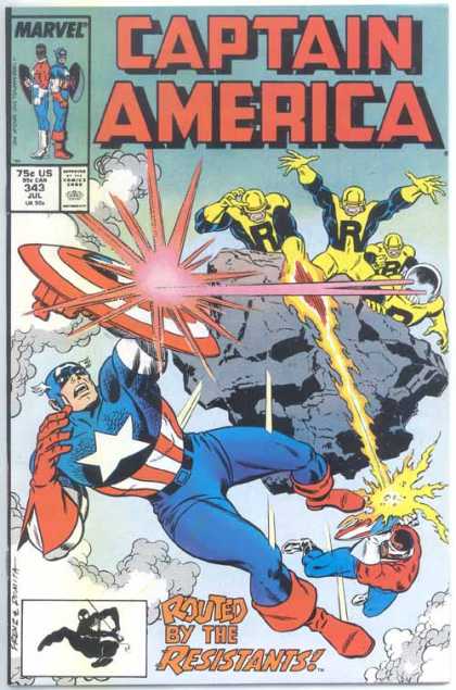Captain America 343 - Reflection - Team - Lasers - Flame - Smoke