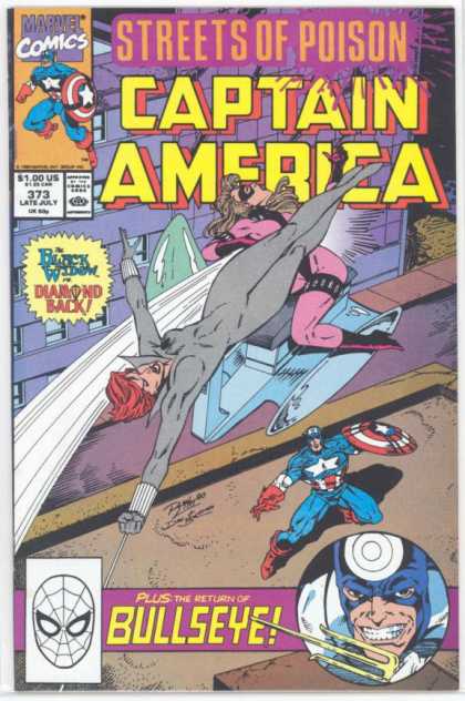 Captain America 373 - Streets Of Poison - Marvel Comics - Return Of Bullseye - Black Widow - Diamond Back - Ron Lim