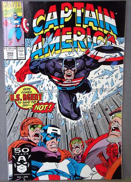 Captain America 386 - Broken Glass - Here Comes Us Agent To Save The Day - Marvel - Headlock - Choking - Ron Lim