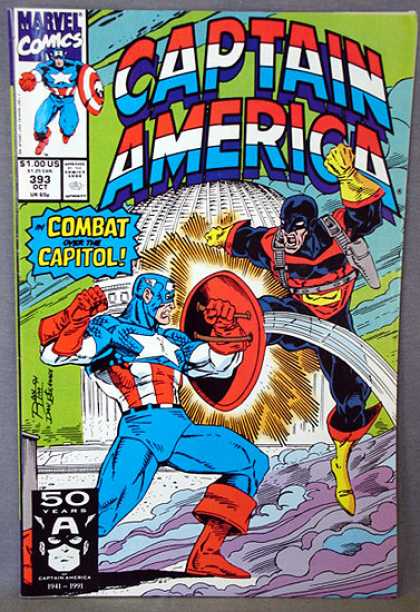 Captain America 393 - Marvel Comics - 393 - Combat Over The Capital - Skullbound - October 1991 - Ron Lim
