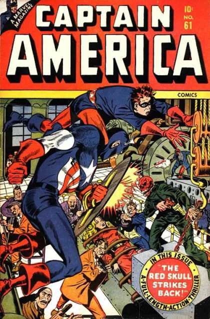 Captain America 61 - A Marvel Magazine - 10 Cents - No 61 - The Red Skull Strikes Back - A Full Length Action Thriller