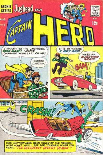 Captain Hero 6 - Archie Series - Approved By The Comics Code - Superhero - Car - Bus