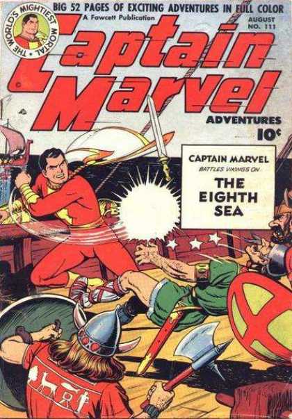 Captain Marvel Adventures 111 - Full Color - Eighth Sea - Shields - Helmets - Boats - Clarence Beck