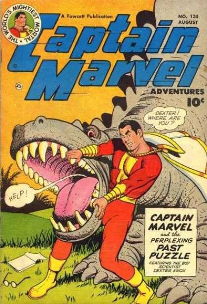 Captain Marvel Adventures 135 - Book - Glasses - Dinosaur - Teeth - White Cape - Clarence Beck