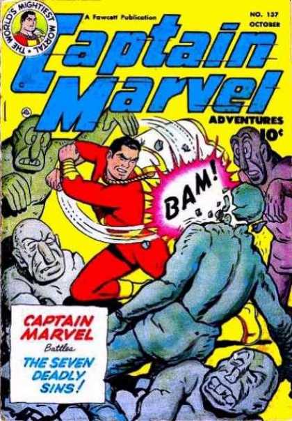 Captain Marvel Adventures 137 - The World Mightiest Mortal - October - Monster - Stone - Bam - Clarence Beck