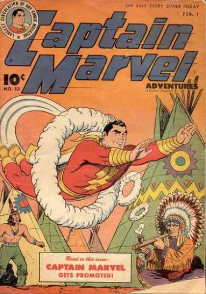 Captain Marvel Adventures 53 - Smoke Rings - Indians - Teepee - Promoted - Peace Pipe - Clarence Beck