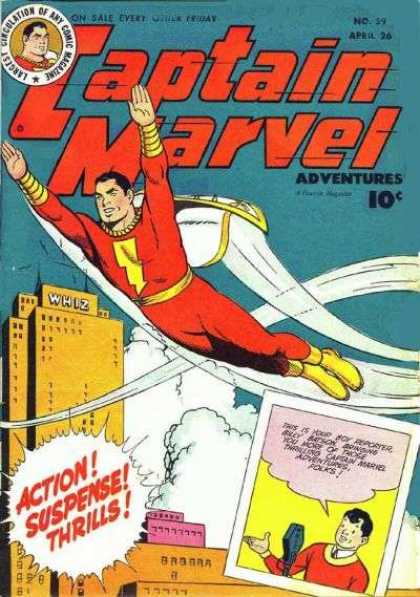 Captain Marvel Adventures 59 - Action - Suspense - Thrills - Flying - Billy Batson - Clarence Beck