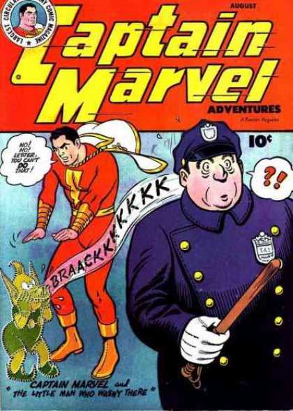 Captain Marvel Adventures 64 - The Little Man Who Wasnt There - No No Lester You Cant Do That - Cop - Nightstick - Badge - Clarence Beck