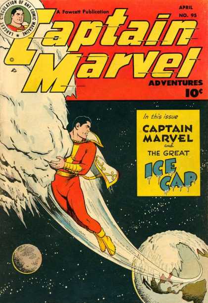 Captain Marvel Adventures 95 - Snow - Stars - Ice Cap - No 95 - Captain Marvel - Clarence Beck