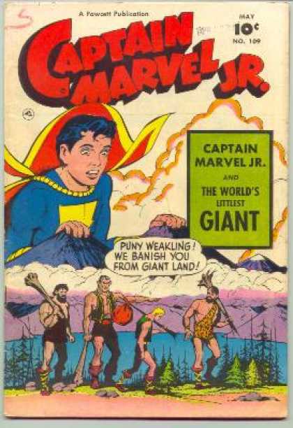 Captain Marvel Jr. 109 - Purple Mountains - Blue Water - Giants - Green Trees - Small Weakling