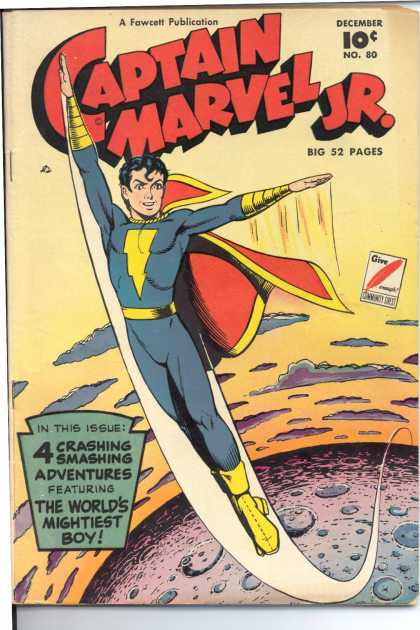 Captain Marvel Jr. 80 - Shazam - Power - Moon - Spaceships - Flying