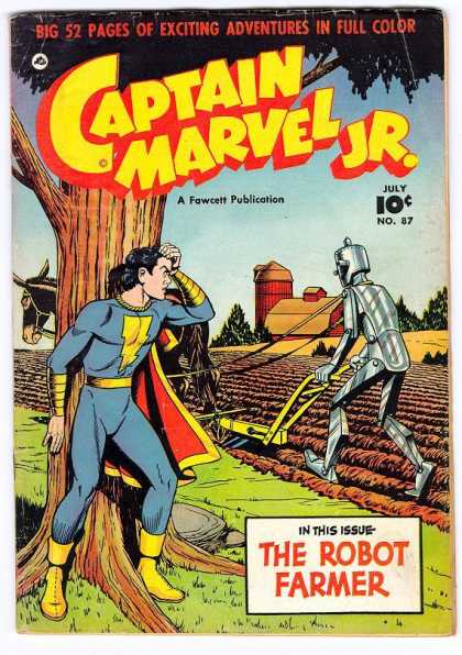 Captain Marvel Jr. 87 - Donkey - Plow - Tinman - Furrow - Barn And Silo