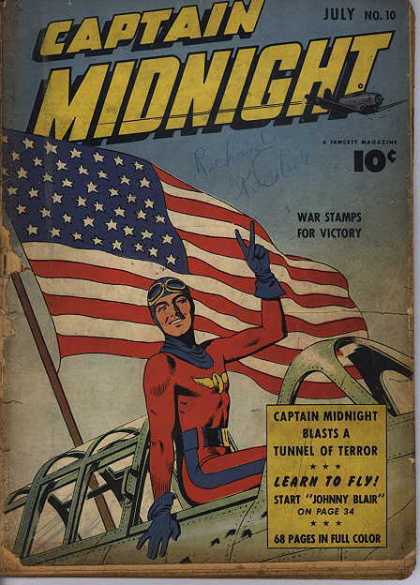 Captain Midnight 10 - War Stamps For Victory - American Flag - Johnny Blair - Tunnel Of Terror - Learn To Fly