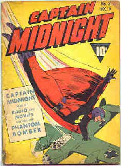 Captain Midnight 3 - Plane - Cross On Plane - Diving - Red Cape - Purple Mask