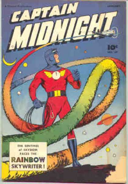 Captain Midnight 59 - Super Hero - Science Fiction - Rainbow - Airplane - Skywriter