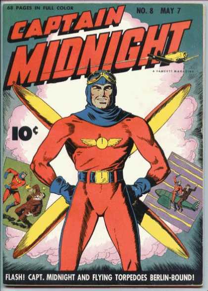 Captain Midnight 8 - 68 Pages In Full Color - Costume - Airplane - Battle - Flash