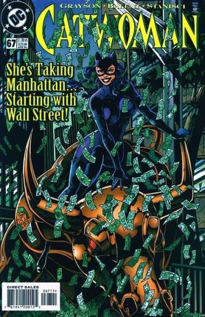 Catwoman 67 - Grayson - Raining Money - Giant Bull - Manhattan - Cityscape - Adam Hughes