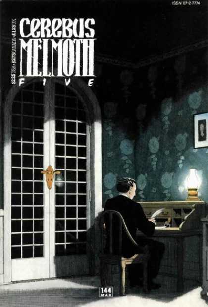 Cerebus 144 - Desk - French Doors - Seated Man - Quill - Lantern - Dave Sim